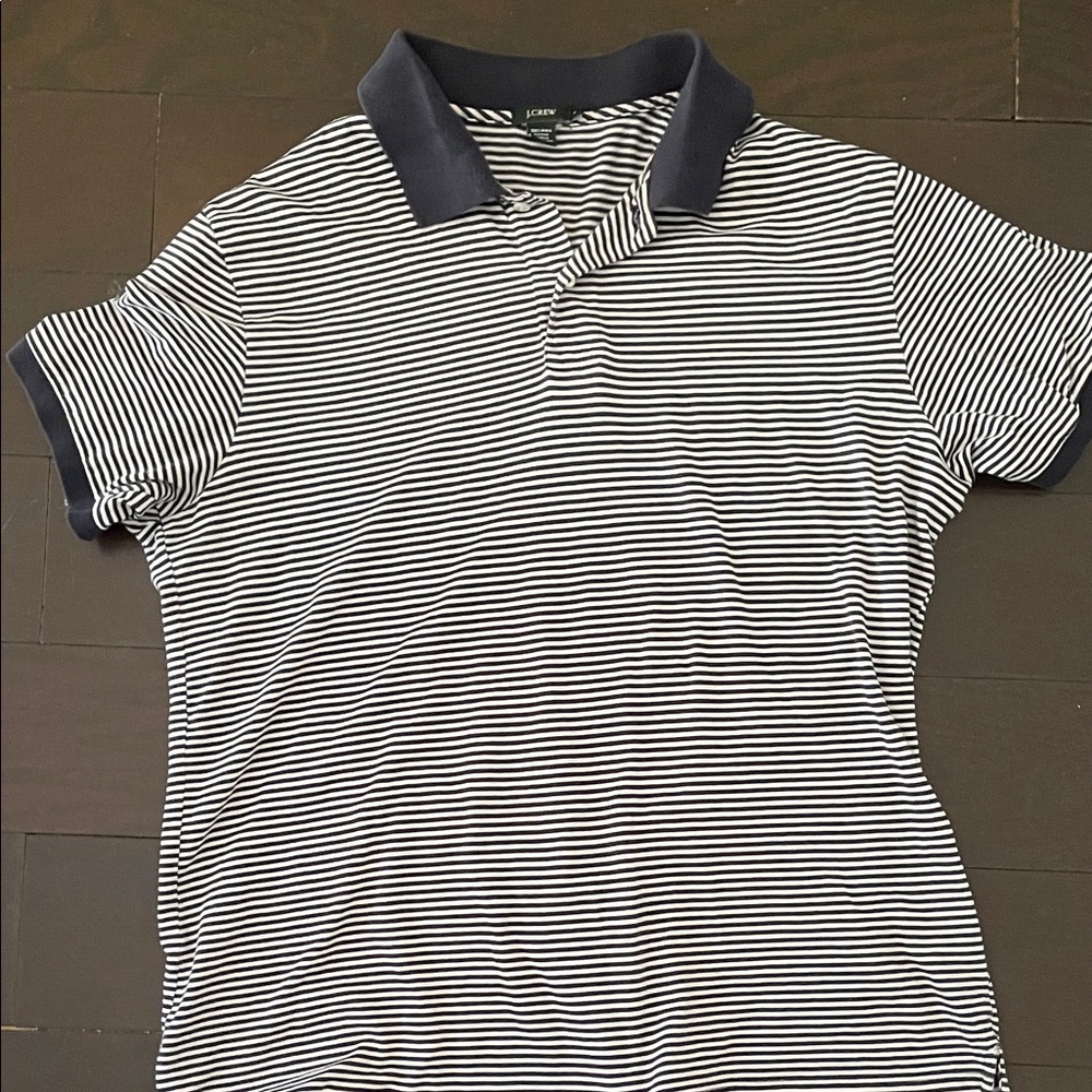 J. Crew Navy and White Striped Polo Shirt